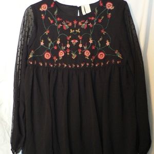 NEW women's Japna black long sleeve top size small